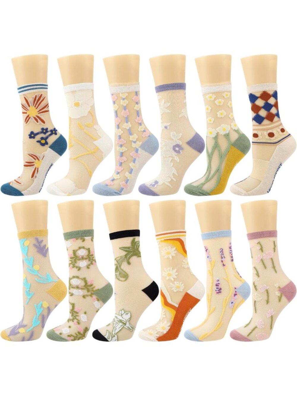 12 Pairs Women's Sheer Ankle Socks - Soft, Stylish, Lightweight Footwear
